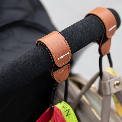 ?4-Pack? Baby Stroller Hooks Clip or Hanging Diaper Bag Universal Hooks Accessories for Stroller and Car or Shopping Cart (Black and Brown)...