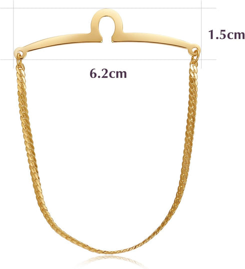 Yoursfs Tie Clip Chain 18K Gold Plated Single Loop Tie Chain Sets for Men Best Gift Personalized...