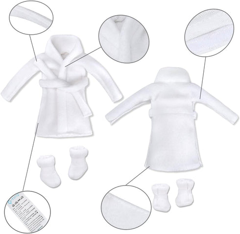E-TING Santa Clothing Bathrobe Christmas Accessories for elf Doll (White Bathrobe with Sleeping Bag)...