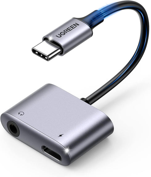 UGREEN USB C to 3.5mm Headphone and Charger Adapter 2 in 1 Type C to Aux Audio Jack with PD 60W Fast Charging Dongle for Headphone Earbud Compatib...