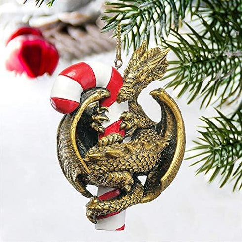 Gothic Dragon with a Candy Cane Sweet Tooth Christmas Tree Ornament, 4 Inch, Single...