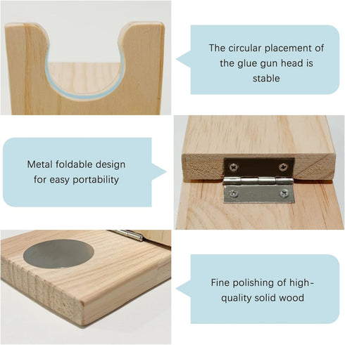 Folding Wooden Hot Glue Gun Holder Hot Glue Gun Stand Hot Glue Gun Rack Hot Glue Gun Base Hot Glue Gun Organizer for Craft Room Small...
