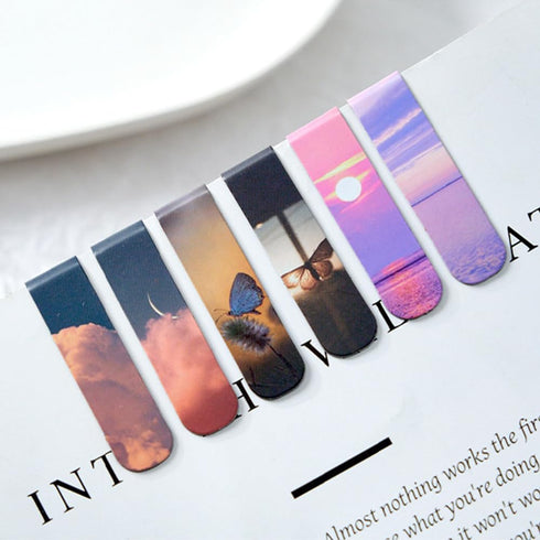 Magnetic Book Markers Landscape Magnetic Bookmarks Magnet Page Markers Set Assorted Book Marks for Students Reading (QS241)...