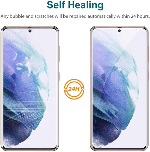 MP-MALL 4 Pack 2 Pack Flexible TPU Film Screen Protector and 2 Pack Camera Lens Protector Designed for Samsung Galaxy S21 Plus 5G 6.7-inch, Suppor...