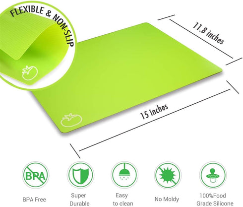 Fotouzy Plastic Cutting Boards for kitchen, Flexible Cutting Mats for Cooking, 100% Non-Slip Cutting Board for Meat and Vegatables, BPA-Free and D...