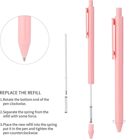 WY WENYUAN 12-Pcs Ballpoint Pens, Comfortable Writing Pens, Pastel Retractable Pretty Journaling Pens, Black Ink Medium Point 1.0 mm Gift Pens, Cu...