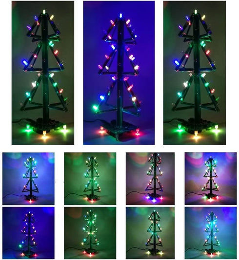 MiOYOOW 3D RGB Christmas Tree Led DIY Kits, Music Flashing Christmas Tree LED Circuit Electronic Assemble Funny Kits with 37 LED for Welding Pract...