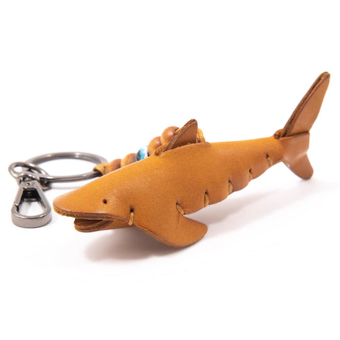 Handmade Leather Shark Keychain, Hanging Bag Charm for Purse and Backpack Keychains for Women | 100% Genuine Leather, Shark Gifts for Shark Lovers...