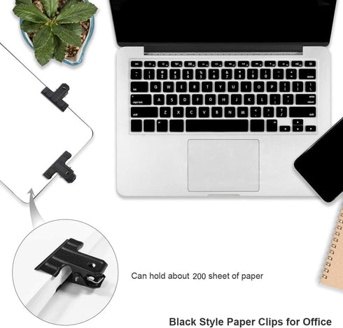 Coideal Black Large Bull Clips Thickened, 10 Pcs 3 Inch Long Metal Binder Paper Clip Clamps for Office Kitchen, Drawing Board, Art Crafts (77 mm)...