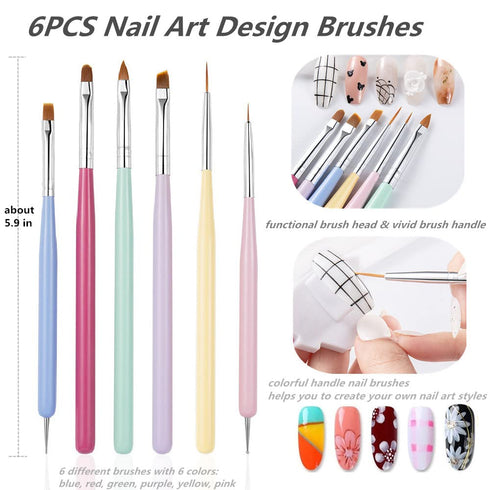 6 PCS Nail Art Brushes Set, Nail Painting Brushes Nail Art Liner Brushes and Nail Art Dotting Pens...