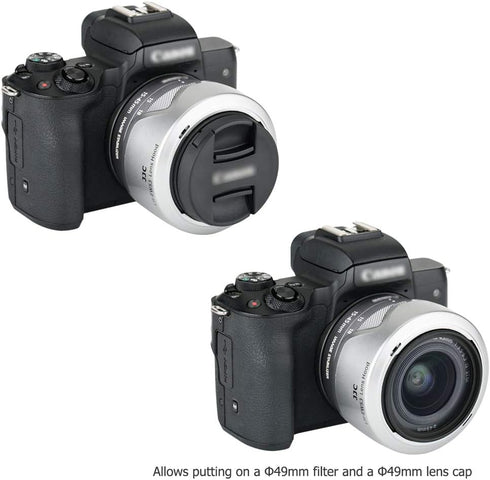 JJC Camera Lens Hood Shade for Canon EF-M 15-45mm f/3.5-6.3 is STM & RF-S 18-45mm f/4.5-6.3 is STM Lens on Canon EOS R100 R50 M50 M50 Mark II M5 M...