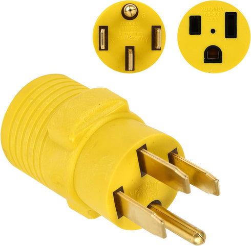 NEMA 14-50P to 6-50R Welder Adapter Connector, 50Amp 4 Prong Male Plug to 3 Prong Female Receptacle Adapter for Welder Generator RV EV Charger, Ye...