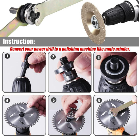 Yakamoz Drill Angle Grinder Adapter with Flange Nut Parts Set, 6mm and 10mm Drill Arbor Mandrel Adaptor with 3 Set Replacement Grinder Flange Nuts...