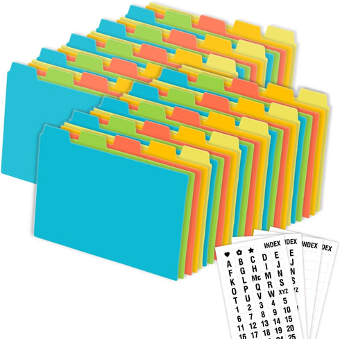 Chell 4x6 Poly Index Card Dividers, Heavyweight Index Card Guides A-Z for Flash Cards and Recipe Cards, with Alphabetical/Blank Stickers, Pack of ...