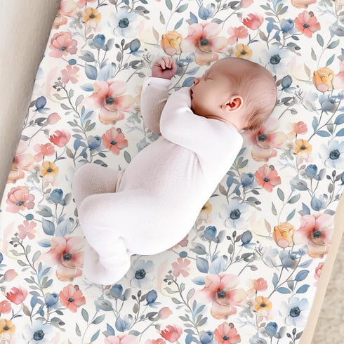 Flowers Floral Changing Pad Cover, Flowers Baby Diaper Changing Table Pad Cover, Unisex Flowers Floral Diaper Changing Sheet for Baby Boys Girls, ...