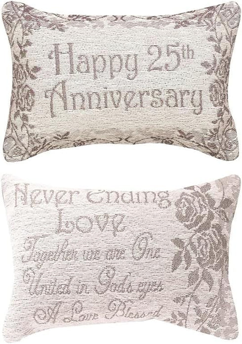 Manual Woodworkers & Weavers Word Throw Pillow, 25th Wedding Anniversary, 12.5 x 8.5...
