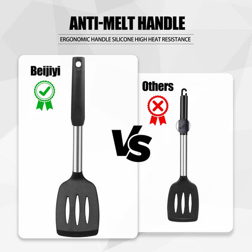 Silicone Cooking Spatulas and Spoons, 4 Pack Heat Resistant Silicone Cooking Utensils Set, Non Stick Large Kitchen Silicone Spatula and Spoons for...