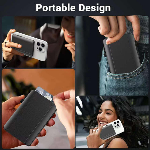 Magnetic Wallet for Magsafe Wallet, Strong Magnetic Card Wallet Holder, Holds Up to 5 Cards for iPhone 15/14/13/12 Pro Max Plus & MagSafe Case, Bl...