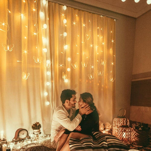 Butterfly Curtain Fairy String Lights, 120LED 8 Modes USB Powered Timer Firefly Twinkle Light with Romote, 14.7FT Copper Wire Hanging Decoration f...