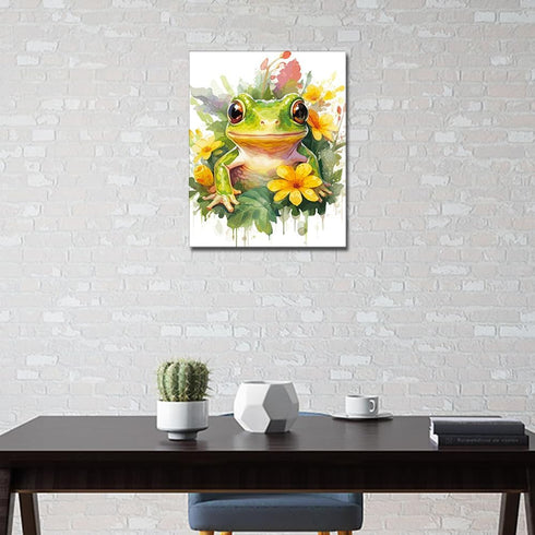 TUMOVO Paint by Numbers for Adults Beginner, Cute Frog Baby with Flowers Kids Paint by Number Adults' Paint-by-Number Kits Acrylic Paint by Number...
