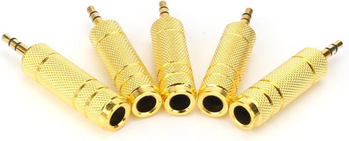 SiYear (5 Pack 3.5mm 1/8" Male Plug TRS to 6.35mm 1/4" Female Stereo Jack Adaptor-Gold Plated Converte,for Audio Earphone,Headphones ect...