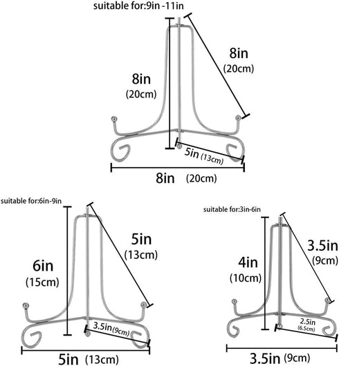 LIONWEI LIONWELI 6 Pack Iron Display Stand,Silver Iron Easel Plate Holder Stand for Displaying Pictures, Plates, Books and Arts (4, 6, 8 inch)...
