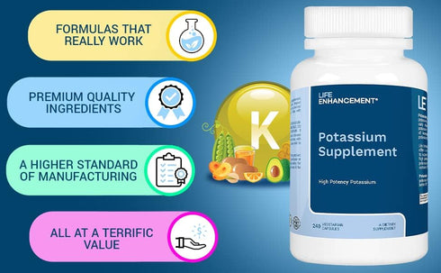Life Enhancement Potassium Supplement, 1020 mg,120 Servings, 240 caps...