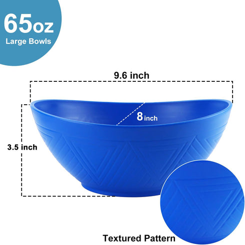 2 Pack Large Wheat Straw Bowls 65 oz, Unbreakable Large Salad Bowls, Microwave & Dishwasher Safe Big Mixing Bowls, Plastic Bowls Reusable Set of 2...