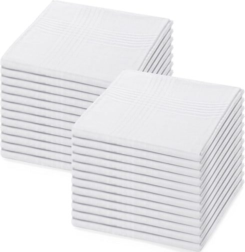 Goaste 24 Pack Cotton Handkerchiefs for Men, 16" Men's White Soft Hankies, Classic Pocket Square Towel with Hem for Suit, Gifting, Weddings, Tea P...