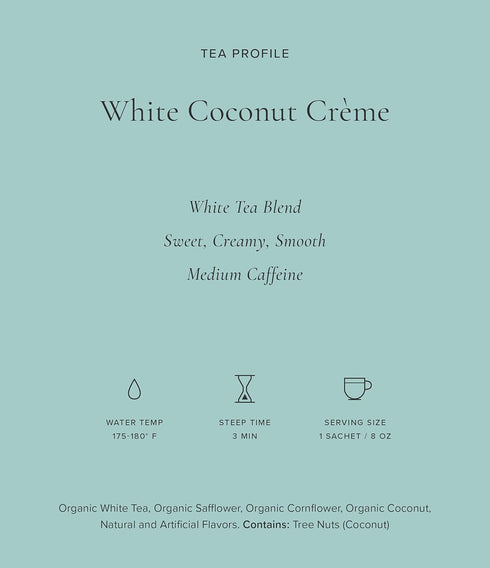 Art of Tea | Organic White Coconut Crème | 12 Count Eco Friendly Sampler Box Assortment | Premium Caffeinated Organic White Tea Variety | Biodegra...