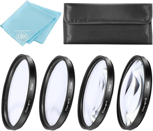 55mm Close-Up Filter Set (+1, 2, 4 and +10 Diopters) Magnification Kit for Sony Alpha a7, Alpha a7 II, Alpha a7 III Camera with 28-70mm Lens, a660...