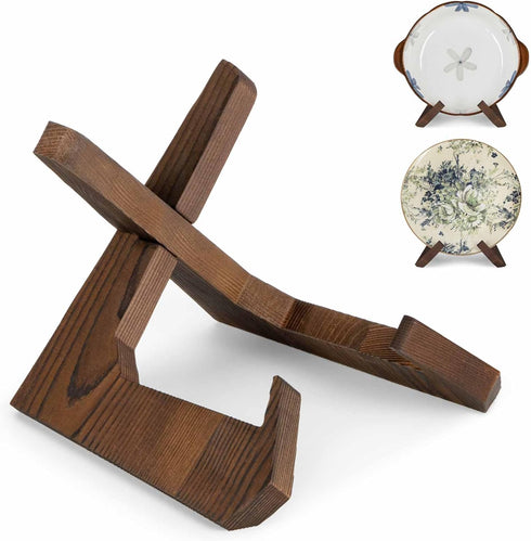 Plate Stand, 6.5 Inch Bowl Stands for Display, Wooden Easel Frame Holder, Display Stand for Large Deep Bowls Platters and Dishes, 6.5" H x 9" W x ...