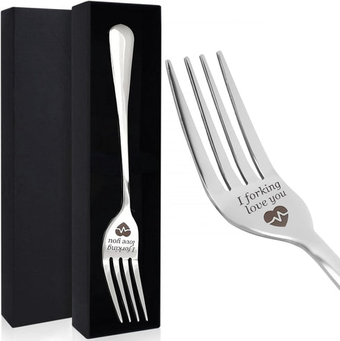 Gifts for boyfriend girlfriend Anniversary Valentines Gifts From Husband Wife I Love You Dinner Forks for Him Her Table Forks Silverware Engraved ...