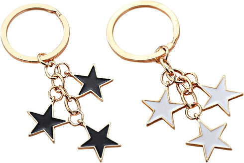 Meefisher Women's Stars Bag Charms Cute Enameled Keychain Keyring for Purse Accessories Kawaii Aesthetic Gifts (2 PCS? black?white?)...