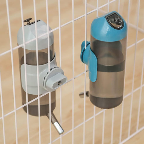 septillar Pet Water Bottle Hanging Dog Water Dispenser Kennel Drinker Kettle Feeder BPA Free Cage Crate Hutch Puppy Cat Rabbit (17oz, Gray)...