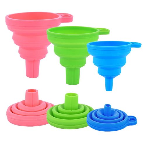 Kitchen Silicone Collapsible Funnel Set of 3,Small and Large,Flexible-Foldable-Cooking-Food-Grade Funnels for Filling Small or Mini Bottles,Perfum...