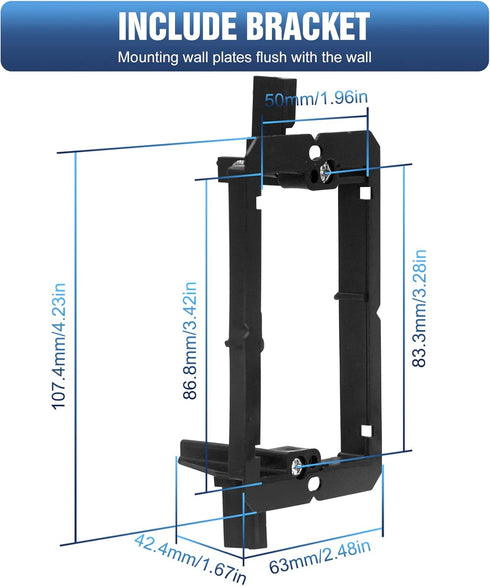 VCELINK Wall Plate Cable Pass Through with Mounting Bracket, Single Gang Flexible Rubber Opening Cable Outlet Cover for Low Voltage Cables, Wall M...