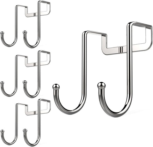 Poeland Over Cabinet Drawer Double Hooks 304 Stainless Steel Narrow Door Hook for Kitchen, Bathroom, Drawer, Wardrobe Door, Cabinet Door, Office C...