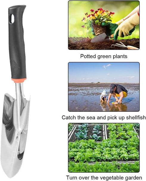 Garden Shovel Stainless Steel Garden Trowel Hand Shovel Anti Slip Small Spade Shovel for Planting Transplanting Weeding Digging...