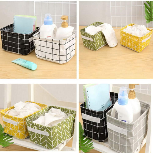 Mini Storage Basket?Pack of 5?- Blend Storage Bins for Makeup, Book, Baby Toy,8x6x5.5 inch Home Decor Canvas Organizers Bag 8x6.3x5.1 inch...