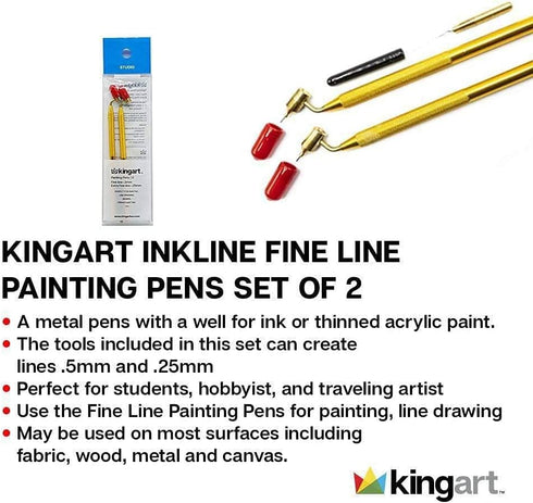KINGART Fine Line Painting Pen Set of 2 Sizes...