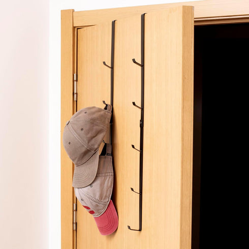 MyGift Black Metal Over The Door Hooks Heavy Duty Hanger for Hats, Coat, Scarf, and Purse, Door Hanging Rack Display Storage with 5 Hooks, Set of ...