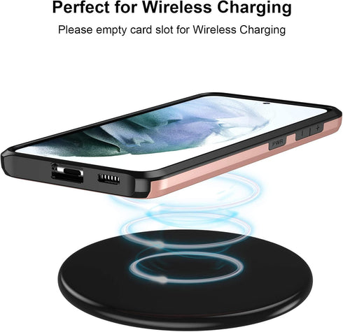 Jiunai for Samsung Galaxy S21 Plus Case Credit Card IDs Cash Holder Shell Wallet Case Slide Cover Dual Layer Hard PC Soft Rubber Cover Phone Case ...