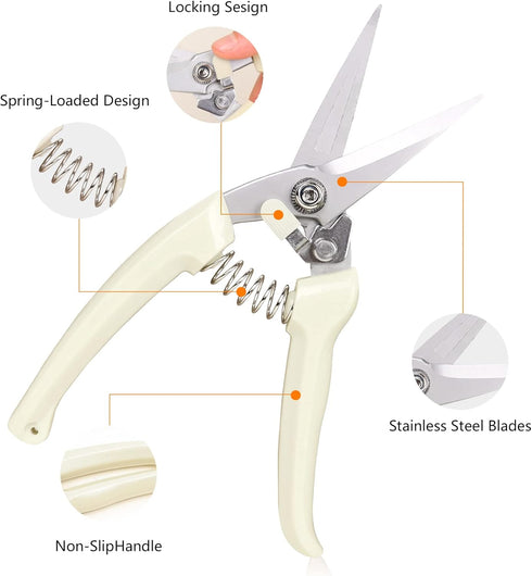 Garden Scissors for Plant, Tip Pruning Shears for Cutting Flowers, Trimming Plants, Bonsai and Fruits Picking (Straight Tip Scissors)...