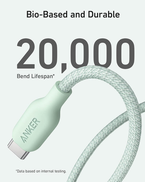 Anker USB C to USB C Cable (240W, 6ft), Bio-Braided Charger Cable, Fast Charge for iPhone 15/15 Pro, MacBook Pro 2020, iPad Pro 2020, iPad Air 4, ...