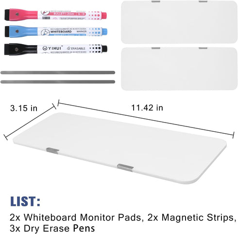 Monitor Memo Board, 2 pcs Magnetic Whiteboard Memo Board for Desktop, Dry Erase Memo Board with 3 pens...