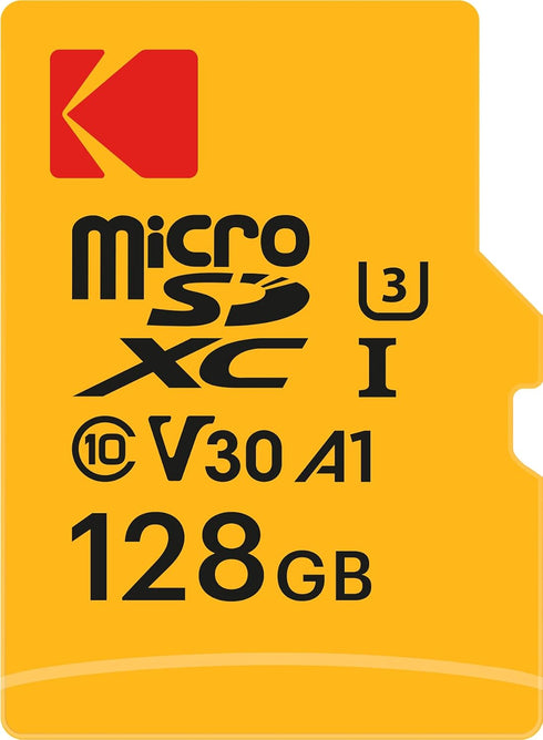 Kodak - 128GB Micro SD Card UHS-I U3 V30 A1 microSDHC/XC - Micro SD Memory Card - Read Speed 95MB/s Max - Write Speed 85MB/s - Additional Storage ...