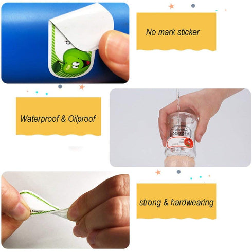 400pcs Bottle Labels Animals Name and Date Label for Daycare or Kitchen, Self-Laminating Waterproof Labels Sticker for Bottle, Jar, Sippy, Cup and...
