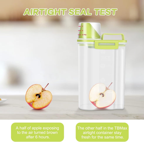 TBMax Rice Storage container 4 Lbs, Small Rice Dispenser with Measuring Cup, Lime Green Cereal Containers Flour Bin, Kitchen Food Storage Containe...