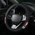 Car Leather Steering Wheel Cover Compatible with Puerto Rico,14.5-15 Inch Black Universal Leather Covers Breathable Anti-Slip Steering Wheels Acce...